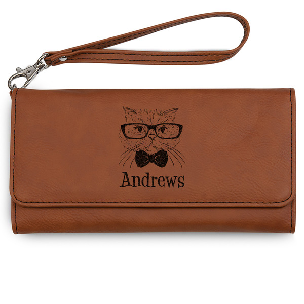 Custom Hipster Cats Ladies Leatherette Wallet - Laser Engraved - Rawhide (Personalized)
