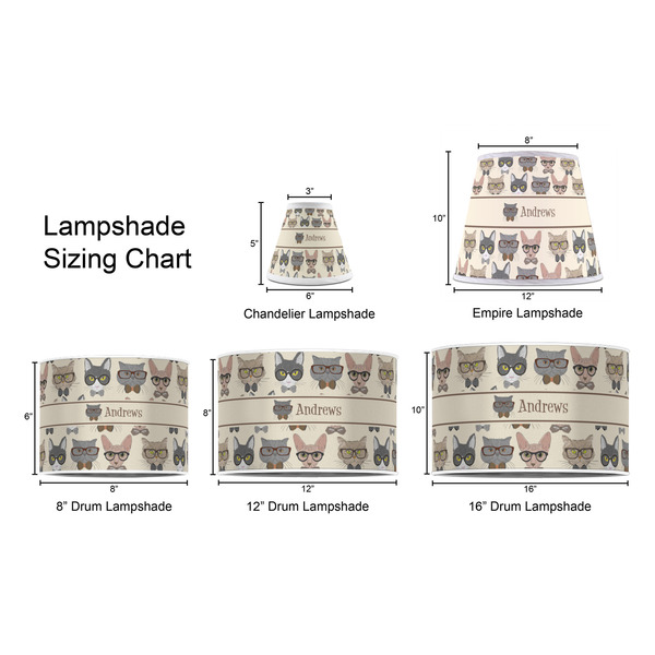 Hipster Cats Lampshade Sizing Chart