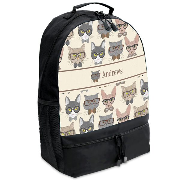 Custom Hipster Cats Backpacks - Black (Personalized)