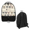 Hipster Cats Large Backpack - Black - Front & Back View