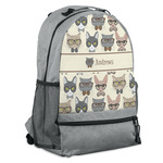 Hipster Cats Backpack - Grey (Personalized)