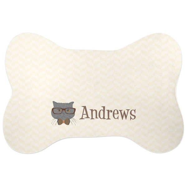 Custom Hipster Cats Bone Shaped Dog Food Mat (Personalized)