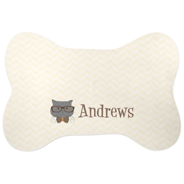 Custom Hipster Cats Bone Shaped Dog Food Mat (Large) (Personalized)