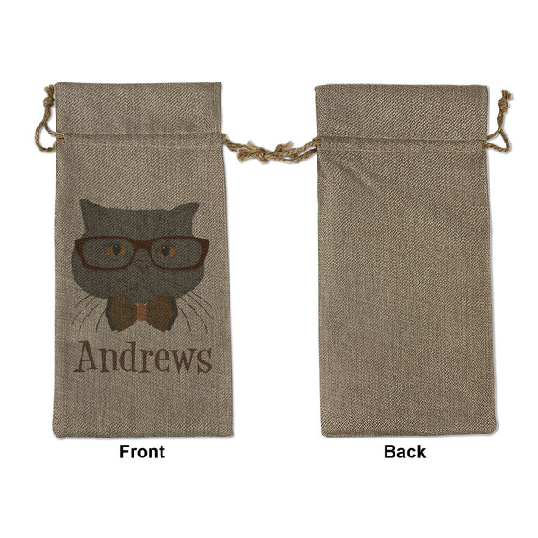 Hipster Cats Large Burlap Gift Bags - Front Approval