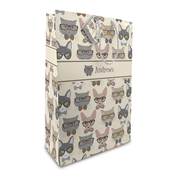 Custom Hipster Cats Large Gift Bag (Personalized)