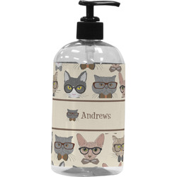 Hipster Cats Plastic Soap / Lotion Dispenser (16 oz - Large - Black) (Personalized)