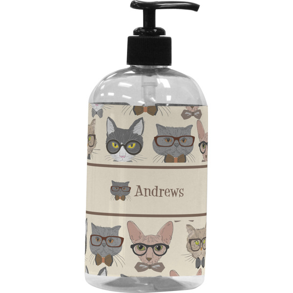 Custom Hipster Cats Plastic Soap / Lotion Dispenser (16 oz - Large - Black) (Personalized)