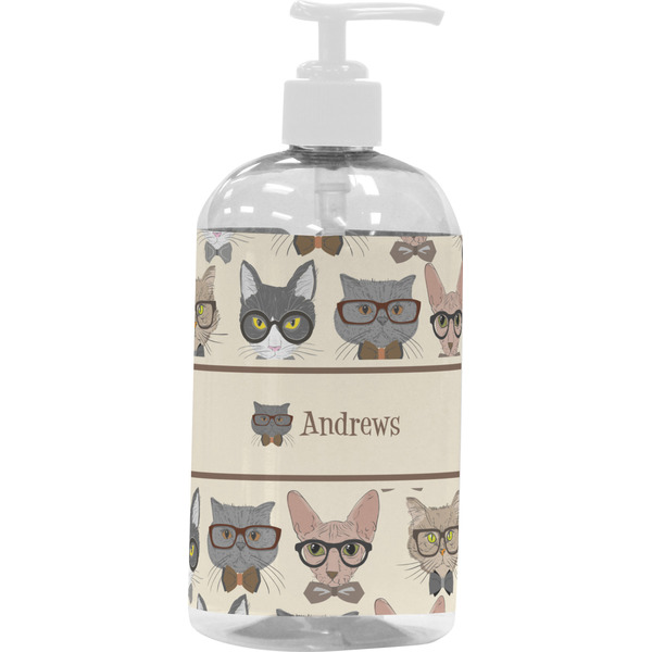 Custom Hipster Cats Plastic Soap / Lotion Dispenser (16 oz - Large - White) (Personalized)