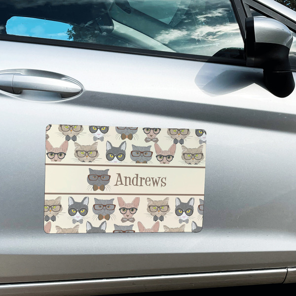 Hipster Cats Large Rectangle Car Magnets- In Context