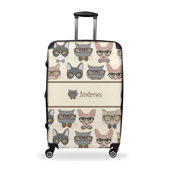 Custom Hipster Cats Suitcase - 28" Large - Checked w/ Name or Text