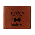 Hipster Cats Leatherette Bifold Wallet - Single Sided (Personalized)
