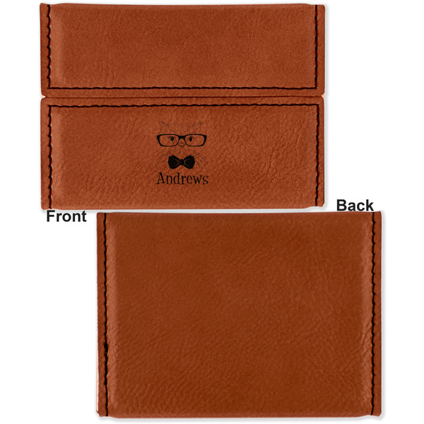 Hipster Cats Leather Business Card Holder Front Back Single Sided - Apvl