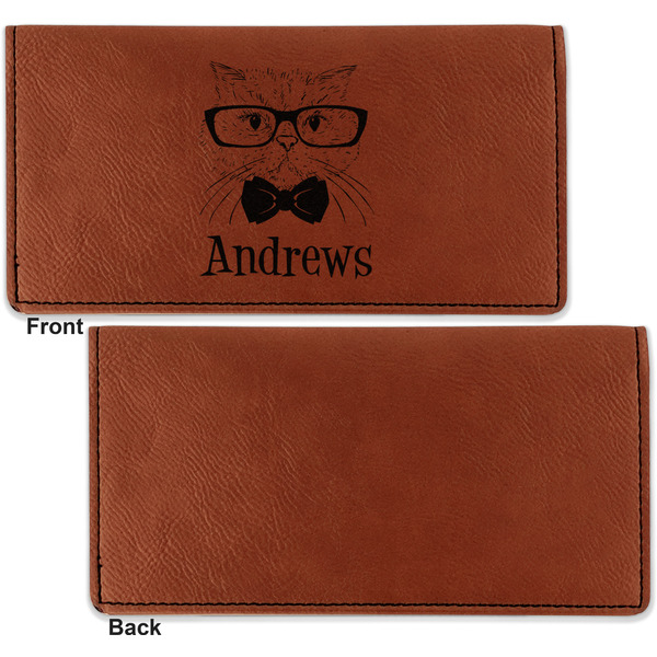 Hipster Cats Leather Checkbook Holder Front and Back Single Sided - Apvl