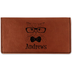 Hipster Cats Leatherette Checkbook Holder - Double Sided (Personalized)
