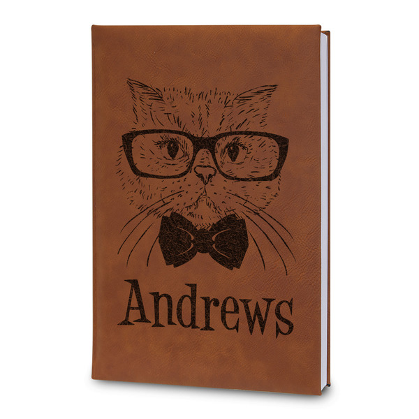 Custom Hipster Cats Leatherette Journal - Large - Double Sided (Personalized)