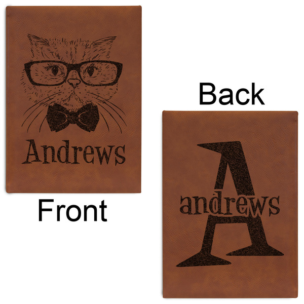 Hipster Cats Leatherette Journals - Large - Double Sided - Front & Back View