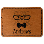 Hipster Cats Faux Leather Iron On Patch - Rectangle (Personalized)