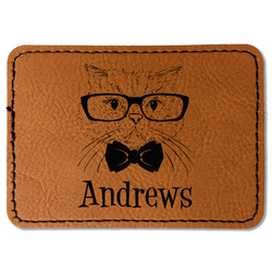 Hipster Cats Faux Leather Iron On Patch - Rectangle (Personalized)