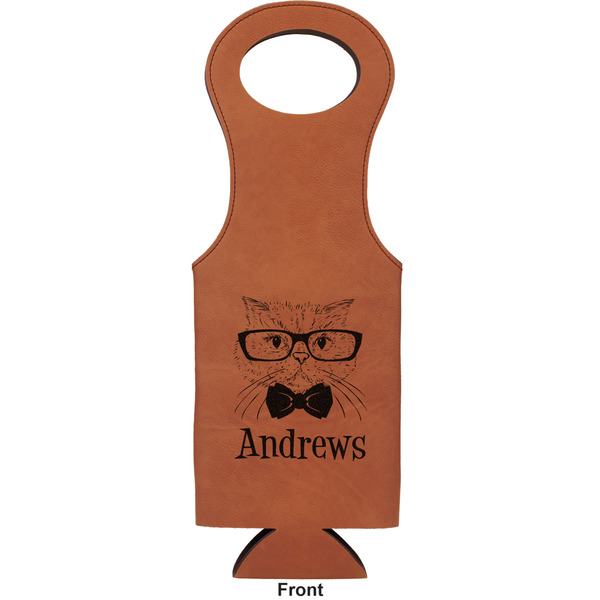Hipster Cats Leatherette Wine Tote Single Sided - Front and Back