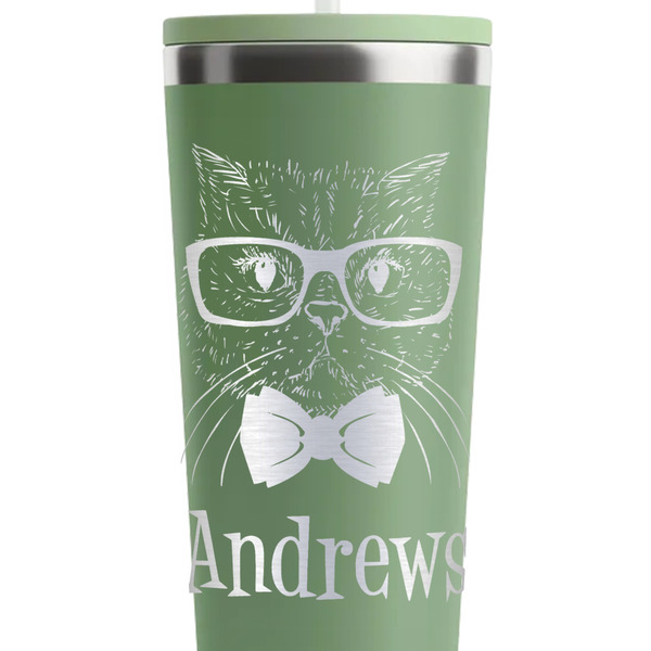 Hipster Cats Light Green RTIC Everyday Tumbler - 28 oz. - Close Up