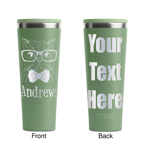 Hipster Cats Light Green RTIC Everyday Tumbler - 28 oz. - Front and Back
