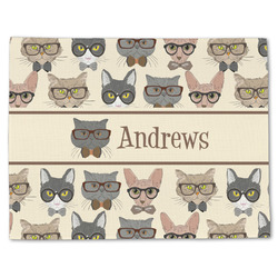 Hipster Cats Single-Sided Linen Placemat - Single w/ Name or Text