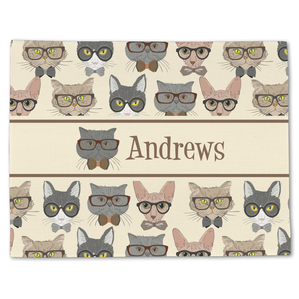 Custom Hipster Cats Single-Sided Linen Placemat - Single w/ Name or Text