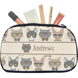 Hipster Cats Makeup / Cosmetic Bag - Medium (Personalized)