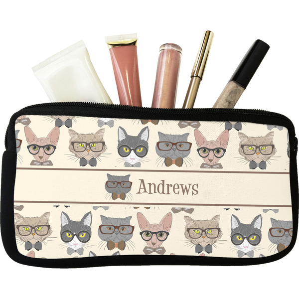 Custom Hipster Cats Makeup / Cosmetic Bag - Small (Personalized)