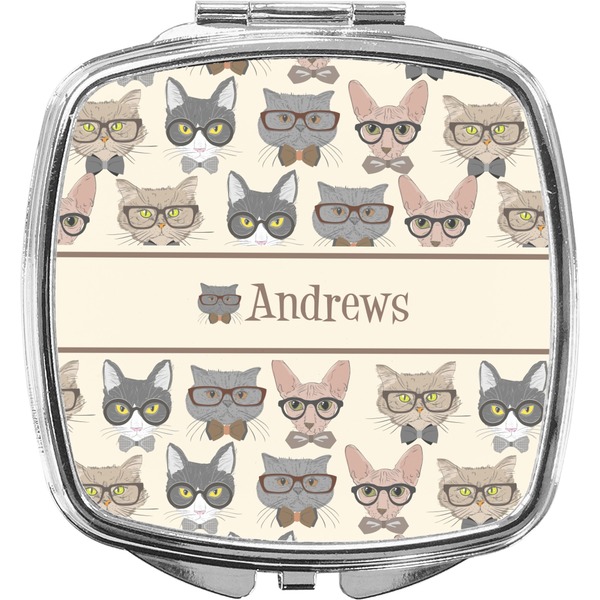 Custom Hipster Cats Compact Makeup Mirror (Personalized)