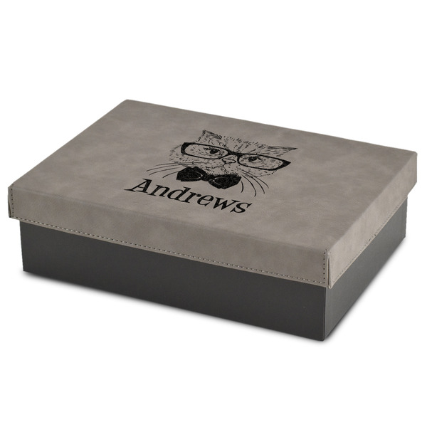 Custom Hipster Cats Gift Boxes w/ Engraved Leather Lid (Personalized)