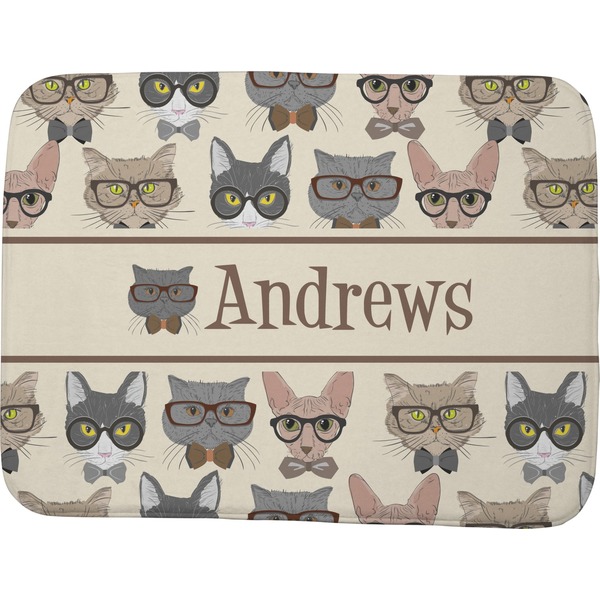 Custom Hipster Cats Memory Foam Bath Mat - 48"x36" (Personalized)