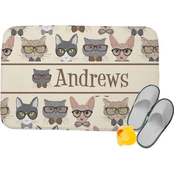 Custom Hipster Cats Memory Foam Bath Mat - 34"x21" (Personalized)