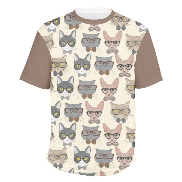 Custom Hipster Cats Men's Crew T-Shirt - Medium