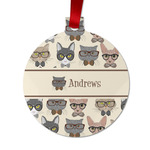 Hipster Cats Metal Ball Ornament - Double Sided w/ Name or Text