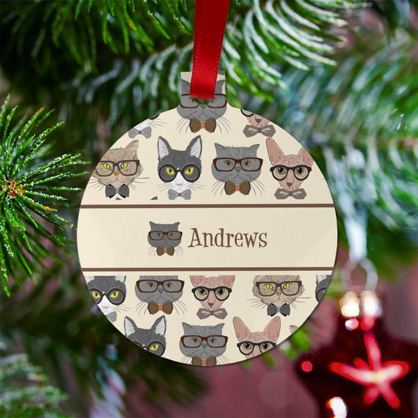 Hipster Cats Metal Ball Ornament - Lifestyle