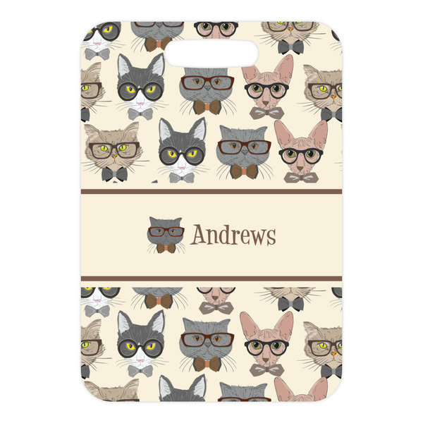 Hipster Cats Metal Luggage Tag - Front Without Strap