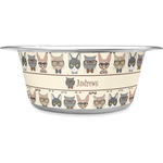 Hipster Cats Stainless Steel Dog Bowl - Medium (Personalized)