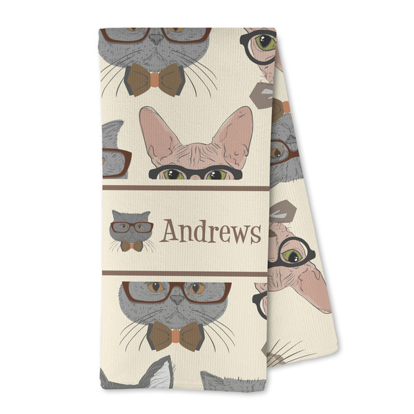 Custom Hipster Cats Kitchen Towel - Microfiber (Personalized)