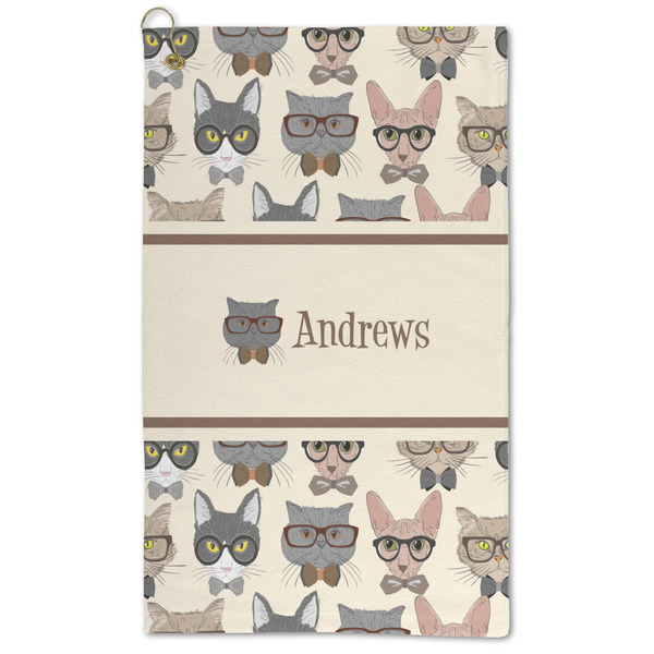 Custom Hipster Cats Microfiber Golf Towel - Large (Personalized)