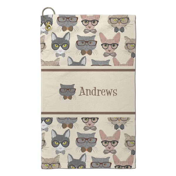Custom Hipster Cats Microfiber Golf Towel - Small (Personalized)