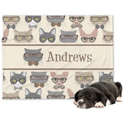 Hipster Cats Dog Blanket - Large (Personalized)