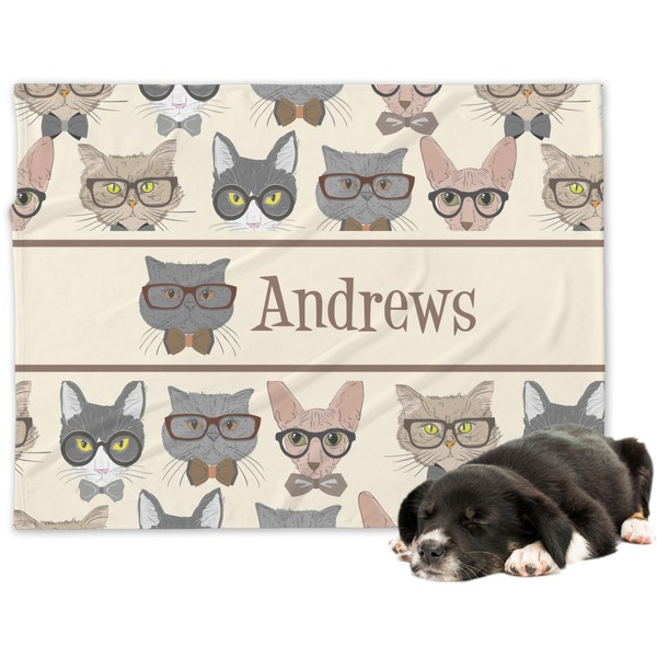 Custom Hipster Cats Dog Blanket (Personalized)