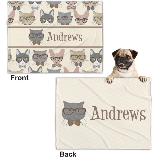 Hipster Cats Microfleece Dog Blanket - Regular - Front & Back