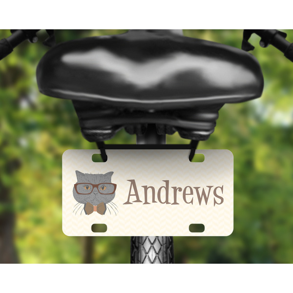 Hipster Cats Mini License Plate on Bicycle