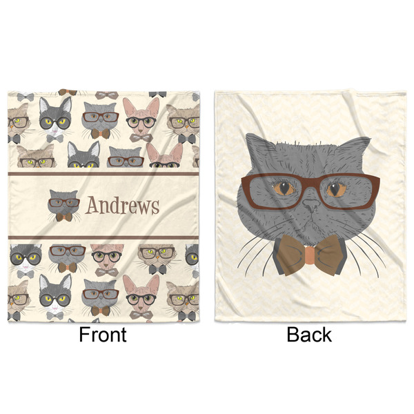 Hipster Cats Minky Blanket - 50"x60" - Double Sided - Front & Back