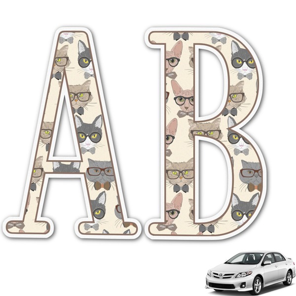 Custom Hipster Cats Monogram Car Decal (Personalized)