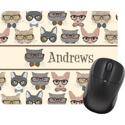 Hipster Cats Rectangular Mouse Pad (Personalized)