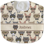 Hipster Cats Velour Baby Bib w/ Name or Text