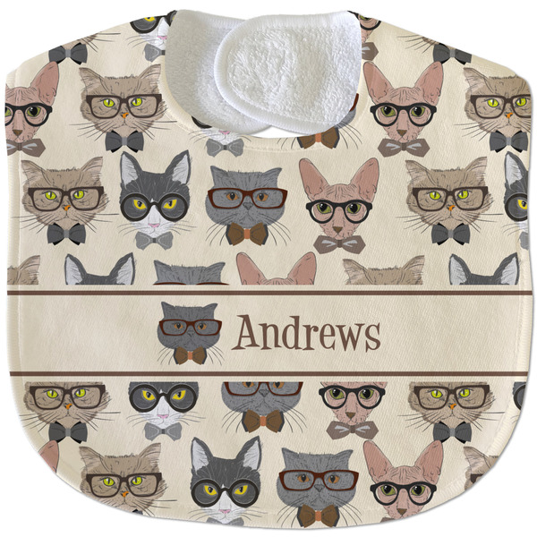 Custom Hipster Cats Velour Baby Bib w/ Name or Text